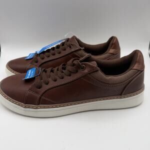 New Nautica Men's Turvo Size 10 Casual Flat Sneakers Shoes Lace Cognac Brown NWT